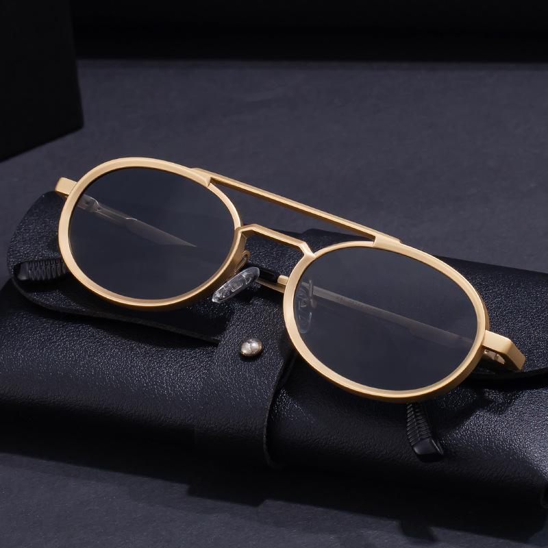 Small Oval Metal Frame Steampunk Sunglasses for Women New Luxury Brand Vintage Shades Classic Round Punk Eyewear