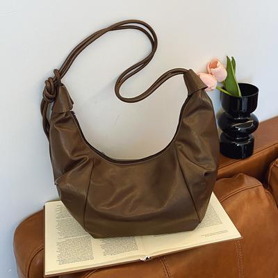 Pu Commuter Single Shoulder Women's Bag Maillard Style Retro Soft Surface Dumpling Bag Spring New Fashion Pleated Armpit Bag