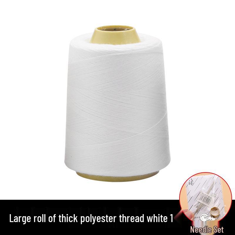 Quilting Needle & 3-Ply Extra Thick Cotton Thread Ball for Handmade Sewing & Mending - White, Large Roll