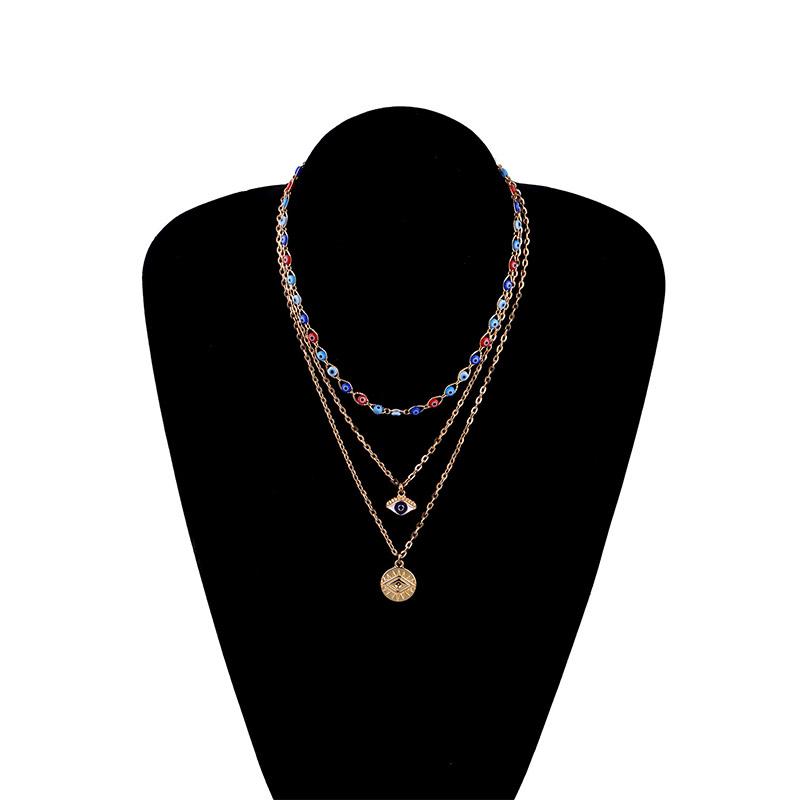 DONGMING Multilayer Chain Choker Simulated Opal Pendant Necklaces Bohemian Layered Disc Beads Necklace for Women DONGMING Multilayer Chain Choker Simulated Opal Pendant Necklaces Bohemian Layered Disc Beads Necklace for Women
