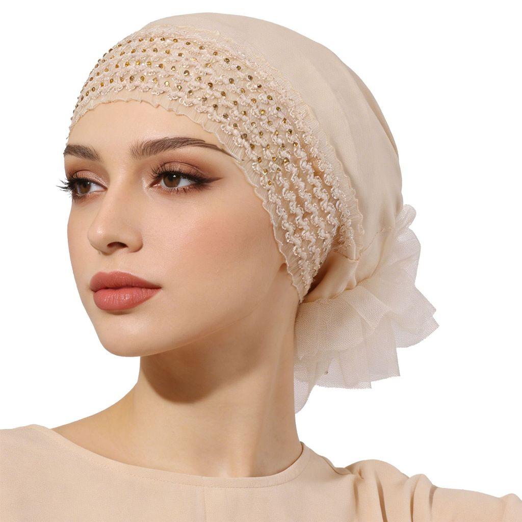 Plain Color Silk Cotton Head Cover With Sunshade And Elastic Band For Casual Wear