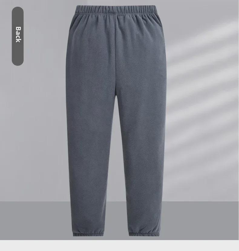 Pánské zesílené kalhoty z polárního fleecu - Hřejivé, granulovaná textura pro venkovní podzimní/zimní nošení