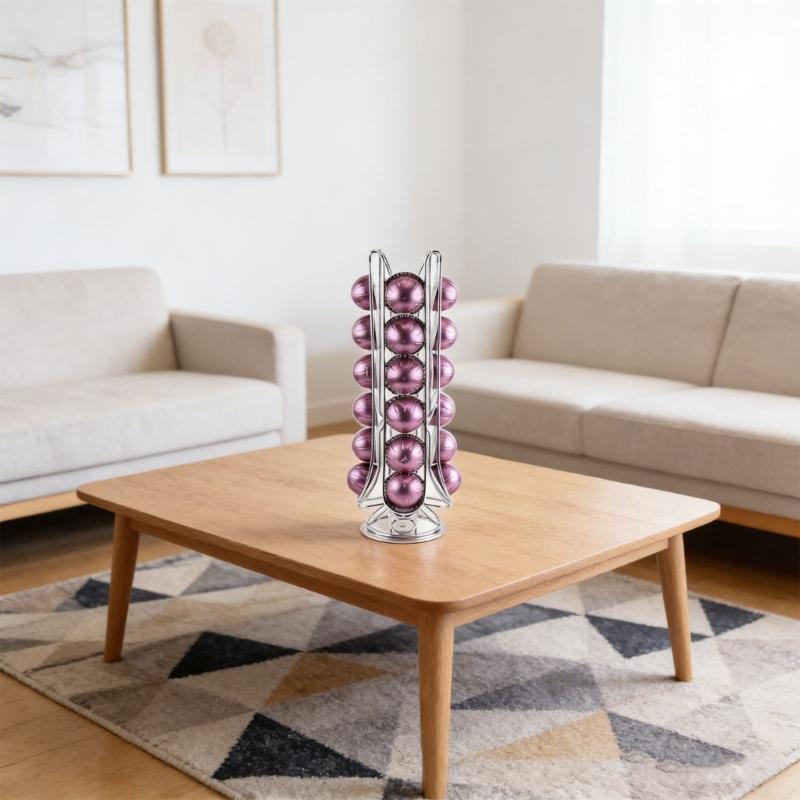 Small Turn Coffee Portion Display Holds 24 Divisions In Sparkling Metal Design Perfect For Small Locations