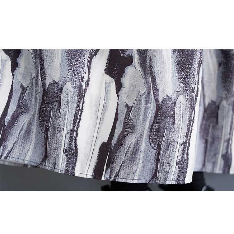 New Large Size Loose Thin Fashion Long-sleeved Printed Dresses