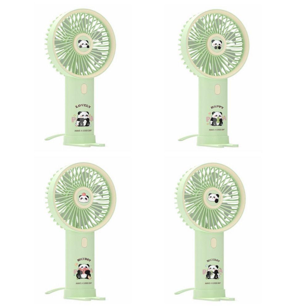 Green Cartoon Panda Fan Creative Cartoon Handheld Fan Simple Mini Electronic Fan  Camping