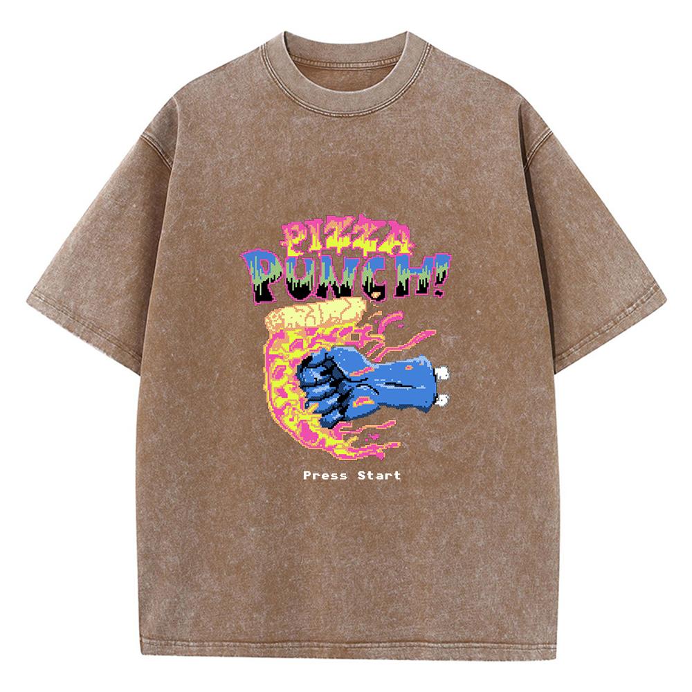Pizza Punch Press Start Printing Man Tees Graphic T Shirts High-Quality Daily T-Shirt Cotton Leisure Short Sleeved