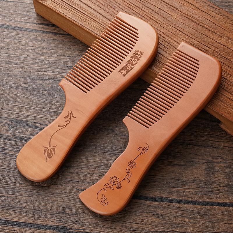 Anti-Static Handcrafted Natural Peach Wood Hair Comb Head Massage Wooden Comb Hair Care Diy Styling Tool