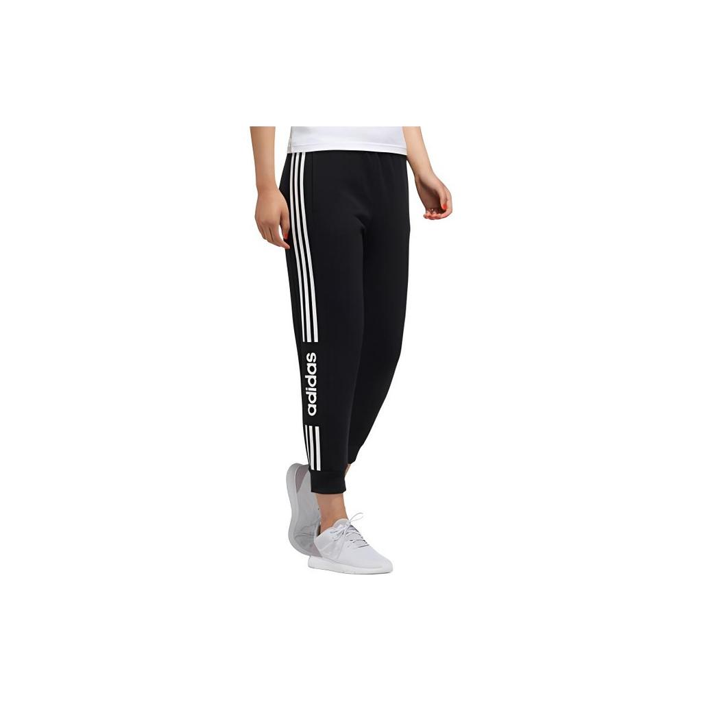 Adidas Neo Vintage Side Stripe Letter Knitted Sweatpants Women Bottoms Black FP7454
