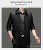 Men's Casual Sheepskin Leather Jacket: Turn-Down Collar, Ideal for Spring/Autumn, Perfect for Middle-Aged and Elderly.