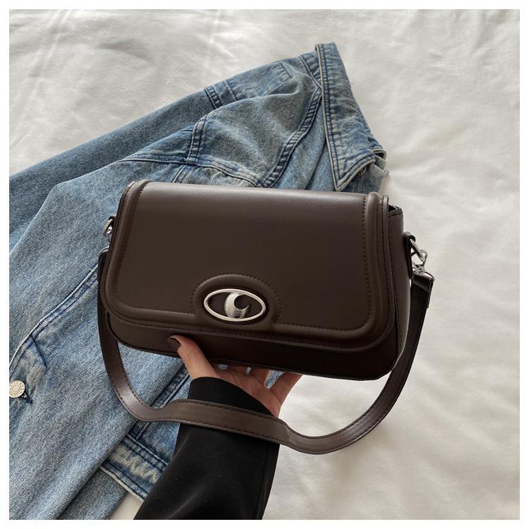 

Простой дизайн новая трендовая женская ретро текстура багет сумка на одно плечо через плечо подмышку темно-коричневого