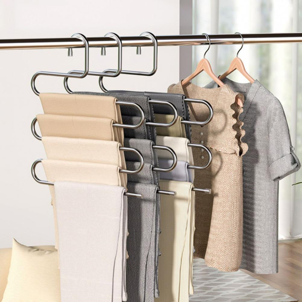 Stainless Steel Pants Rack Multi-layer Coat Hanger Organizer Strong Load-bearing Multi-Functional Hanger Trouser Storage Rack