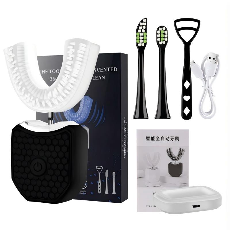 Pofessional Portable 360 Degree Cleaning Automatic Waterproof Toothbrush Rechargeable U-Shape Silicone Toothbrush