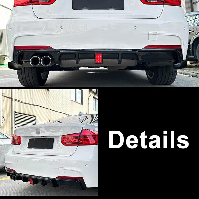 Diffusore Posteriore Lip Per BMW F30 MT MP 325i 330i 2013-2019 Doppio Scarico Lip Nero Con Splitter Luci Valance Spoiler