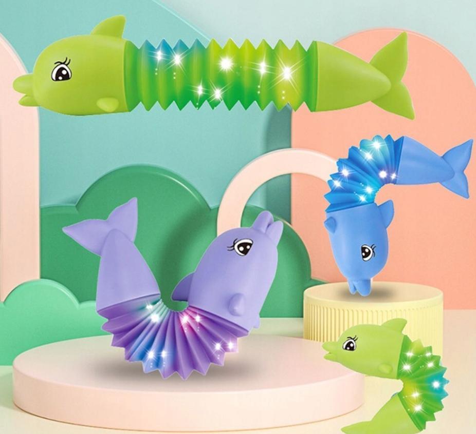 Sensory Caterpillar Dolphin Anti-Stress Pop Tube LED Luminous Toy