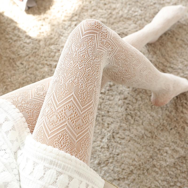 Sexy Lace Thin Stockings for Women White Nylon Lolita Long Stocking Transparent Pantyhose Tights Female Dress Medias De Mujer