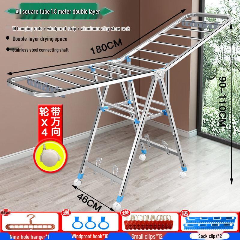 Foldable Stainless Steel Clothes Rack for Indoor/Outdoor Use