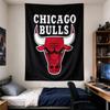 Vertical Tapestry Iconic Chicago Bulls Red Bull Head Logo with White Outline On Black for Adult NBA Fan Decor
