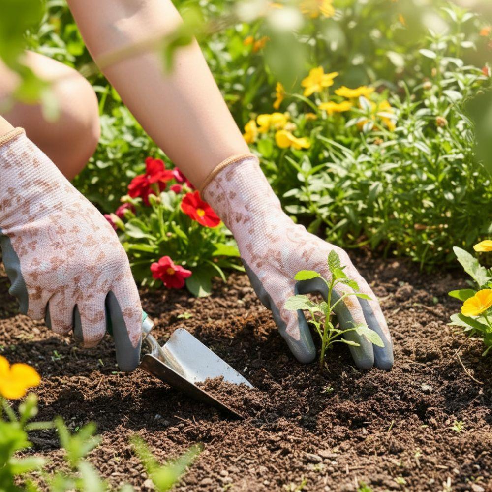 Floral Pattern Work Gloves Breathable Protective Mittens Labor Protection Gloves  Rose Planting