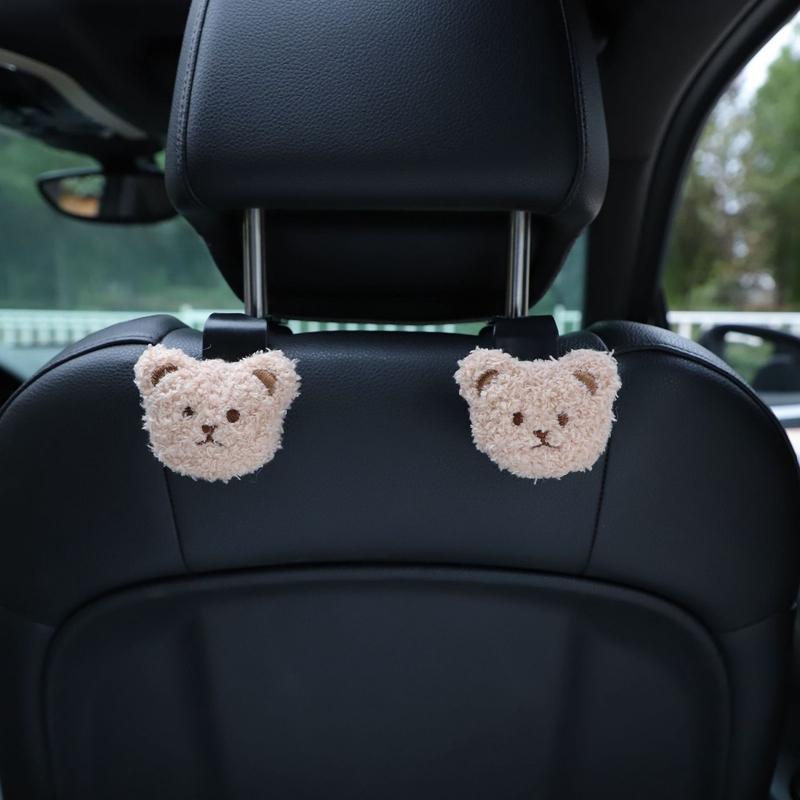 Creative Car Seat Back Cute Plush Bear Doll Hook Inside Car With Decorative Plastic Pendant Finishing Storage Hook