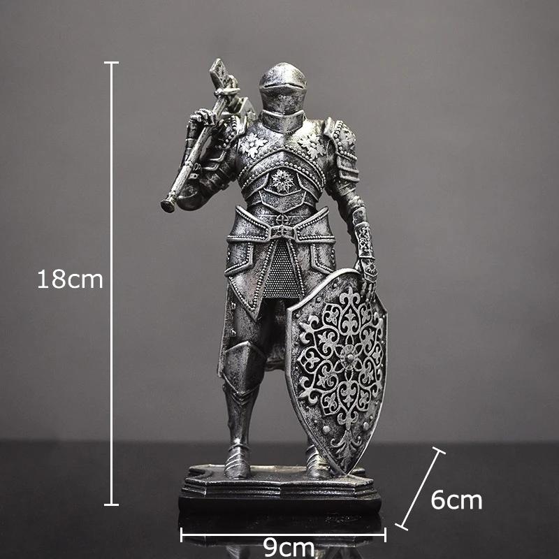Rycerze Kreatywne Figurki Statua Dekoracja Biurka Ciężko Opancerzeni Rycerze Postacie Rzeźby z Żywicy Estetyczna Dekoracja Pokoju
