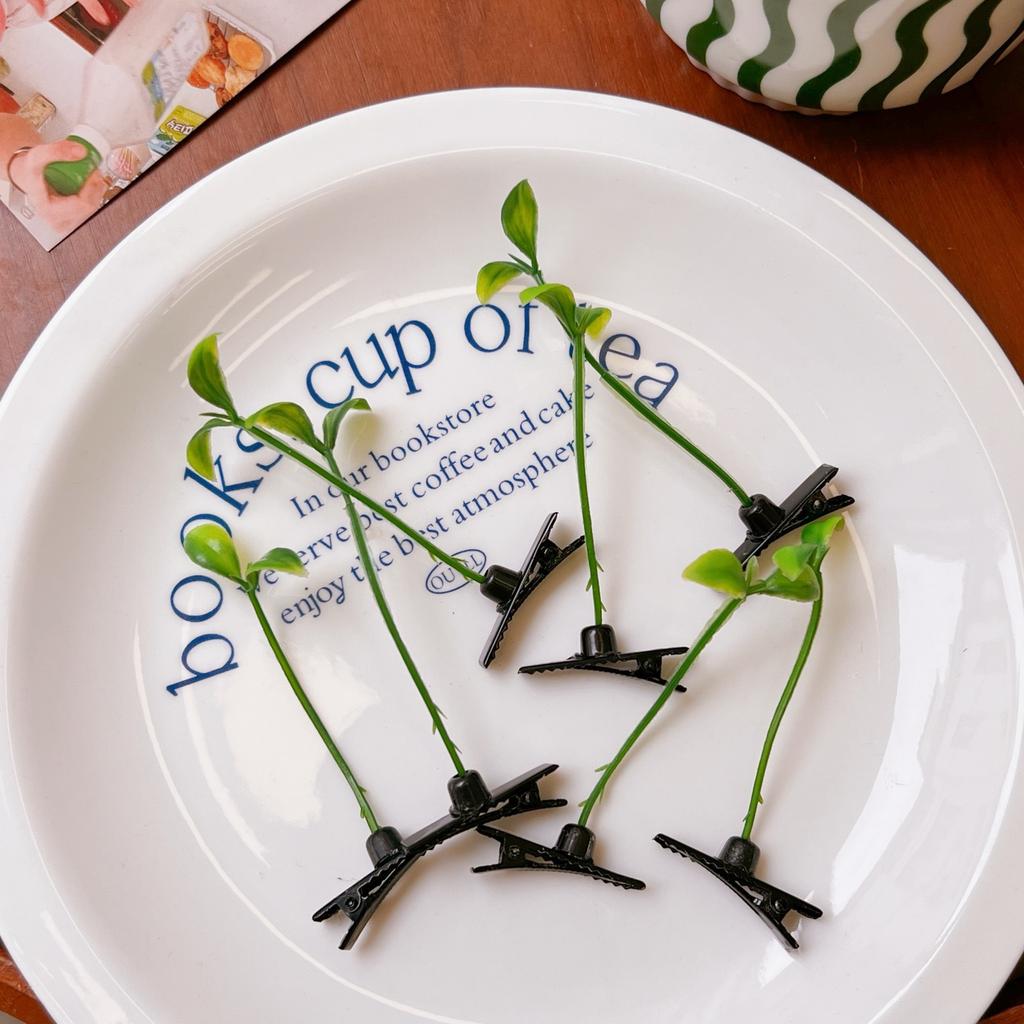 7 funny green grass hair clip bean sprout head long grass small hair clip head small clip selling cute top clip