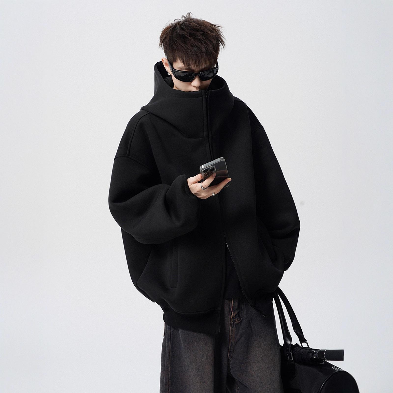 Men s Trendy Heavyweight Hoodie Cardigan - Cool, Casual High Street Style, Turtleneck Winter Jacket M