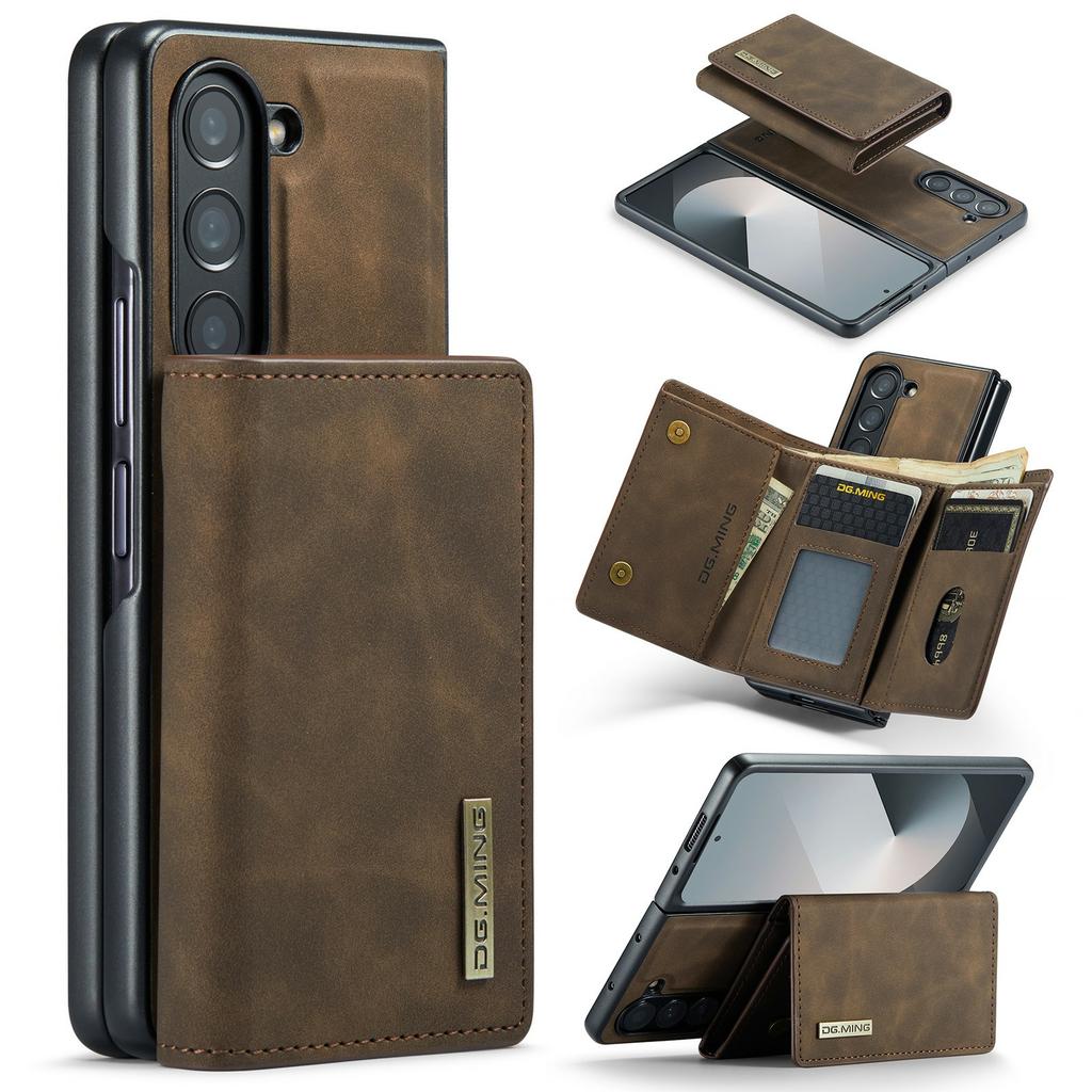 Funda DG.MING Serie M1 para Teléfono Samsung Galaxy Z Fold6 5G, Cubierta Trasera de PU + TPU + PC con Cartera Plegable Magnética y Soporte