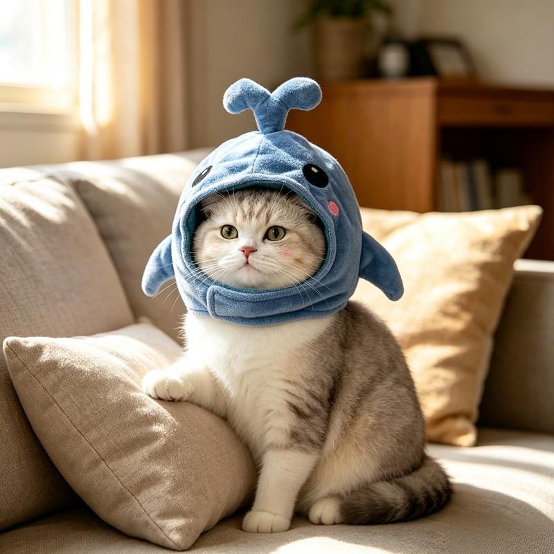 Funny Whale Hat Cats Dogs Pet Party Costume Accessory Cartoon Animal Headpiece Adjustable Size