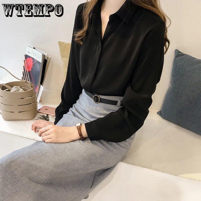 Women's Chiffon Shirt In Spring and Autumn Season Has A Design Sense of Minority Temperament Shirt Versatile Shirt Long-sleeved Large Bottom Shirt