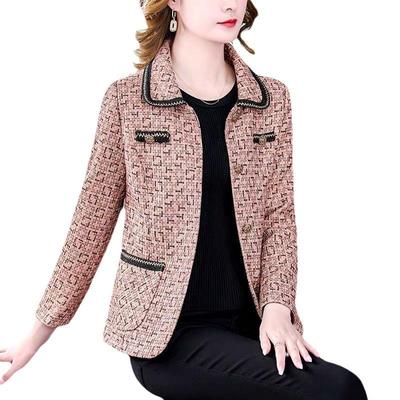 Woman's Business Casual Plaid Jacket Slim Office Jacket Autumn and Winter Tweed Jacket