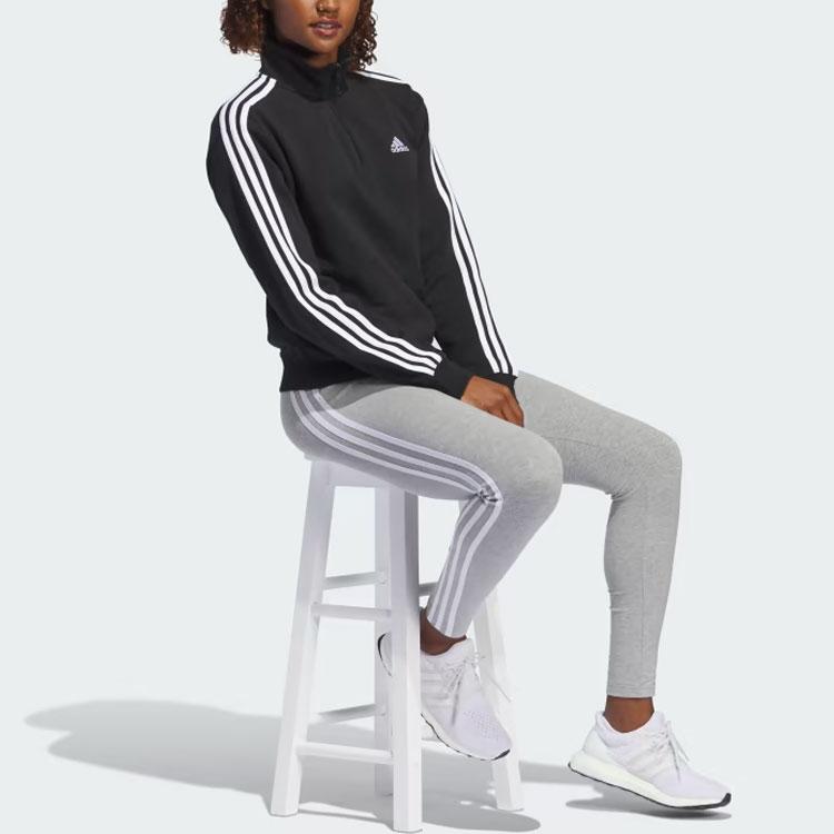 Adidas Essentials 3-Stripes Quarter-Zip Sweatshirt Women Sweatshirt Black IC8780