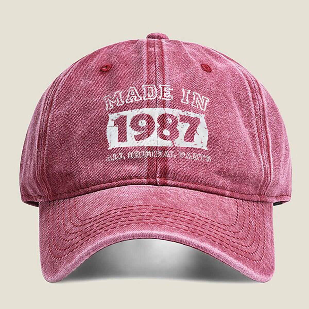 

Cotton Made In 1987 Original Parts Birthday Washed Baseball Cap Outdoor For Womens Unisex FeUnisex Fashion Dad Hat Hip Hop One Size