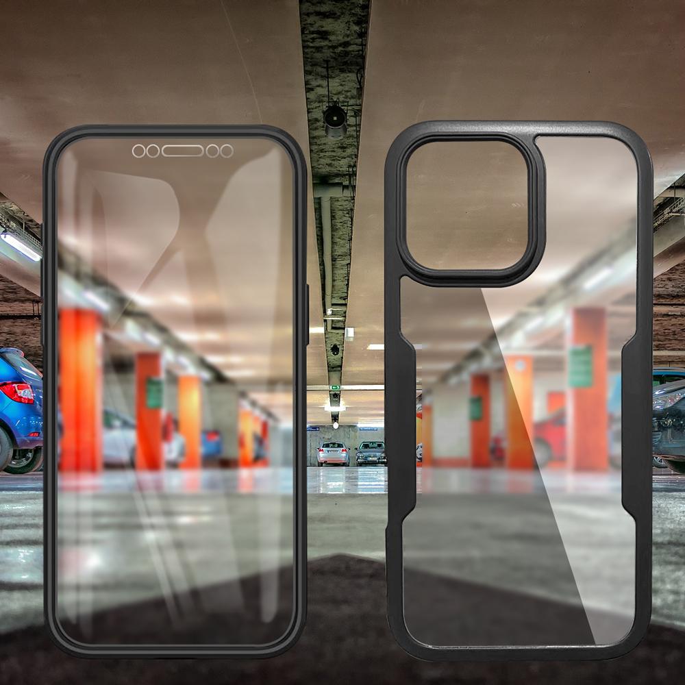 For iPhone 16 Pro Case Acrylic+TPU Clear Phone Cover with PET Screen Film