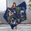Navy Blue Christmas Fleece Blanket with Gold Lettering, Nutcracker Ballet Dancer Design, Classic Holiday Throw for Sofa Decor