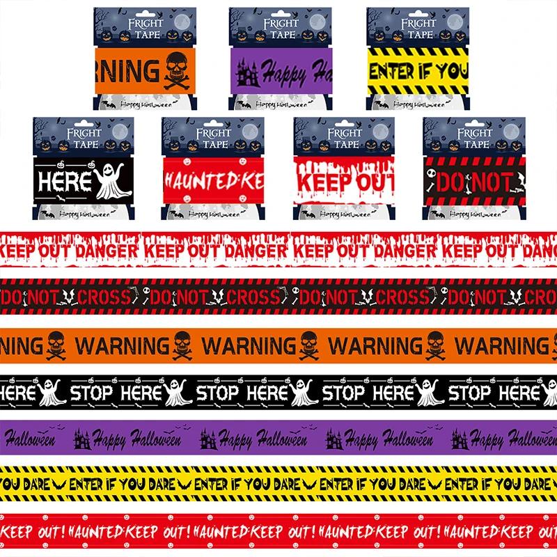 6CM Halloween Warning Tape Signs Halloween Props Window Prop Party Danger Warning Line Halloween Decoration Witch Balloons