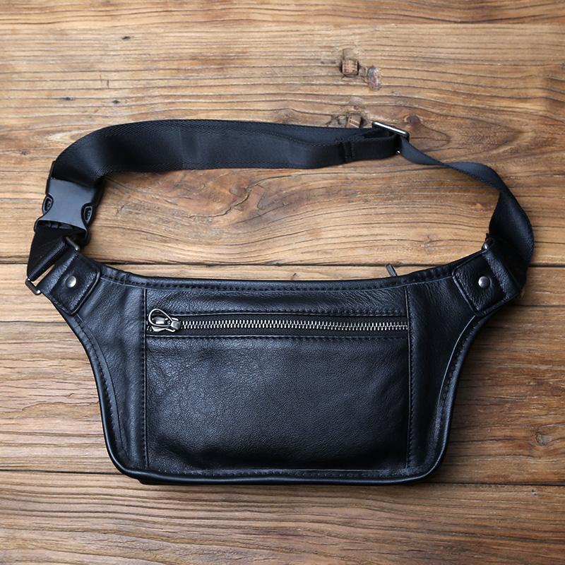NZPJ Herren Echtleder Bauchtasche Erste Schicht Leder Lässige Brusttasche Weiches Leder Ein-Schulter Crossbody Tasche Mann Gürteltasche