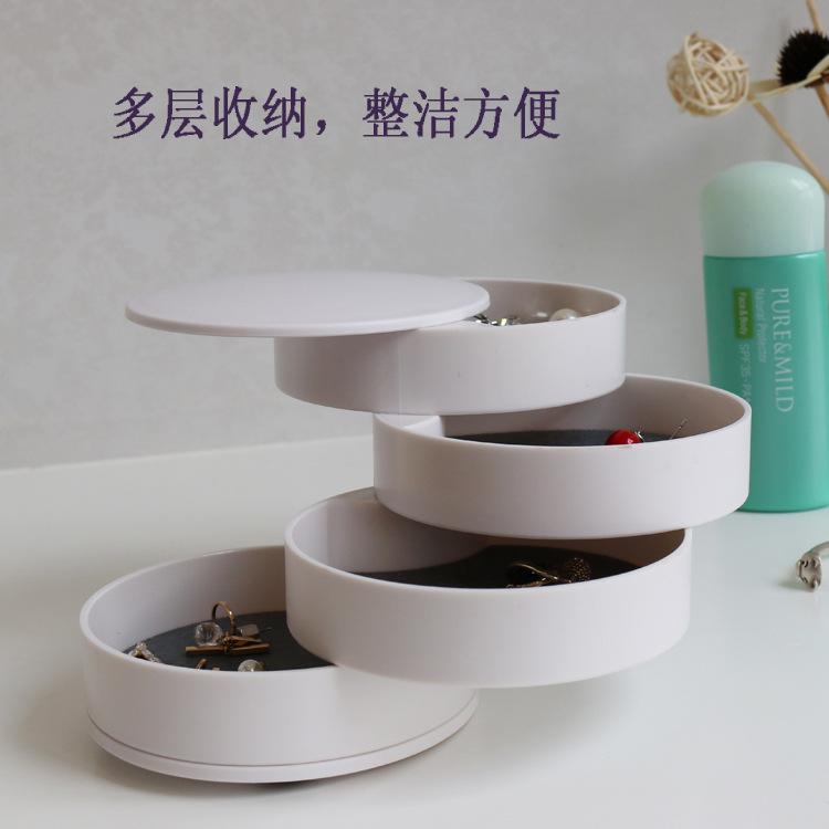 

Nordic Ins Style Rotating Multi layer Flannel Dust proof Desktop Storage Box Hair Accessories Jewelry Box Type 2