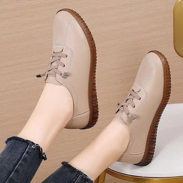 Soft Leather Mother Shoes Soft Sole Breathable Small Leather Shoes Women's New Little White Shoes Casual Non-slip Beef Tendon Sole Autumn Lazy Shoes