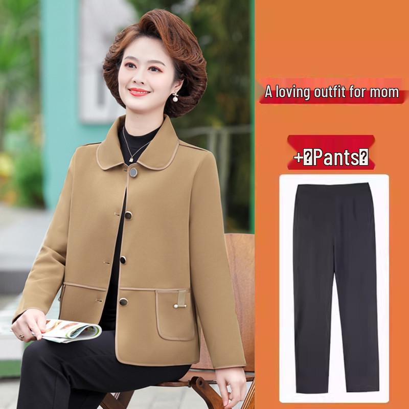 Hengyuanxiang Women's Plus Size Spring/Autumn Jacket for Middle-Aged & Elderly – Fashionable Outerwear