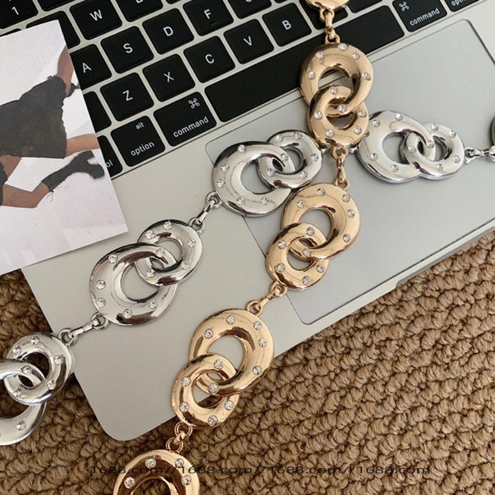 Elegant Metal Circular Ring Waist Chain Gold/Silver Dress Belt Chain Bohemian Body Chain  Women