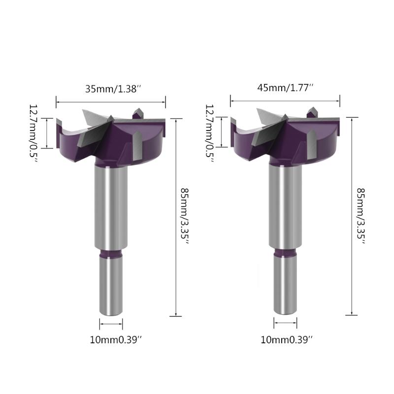 3-Schneidige 35mm 45mm Rundschaft Holz Lochsäge Bohrer Öffner Holzbearbeitung Scharnierloch Bohrer Bohrer Bits Schneidwerkzeug BohrerBits