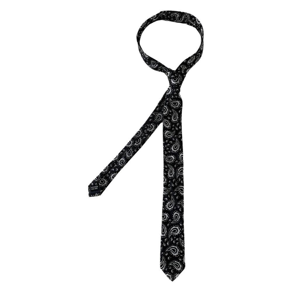 

Long Narrow Tie Adjustable Men Necktie Fashion Cashew Print Tie Suit Accessories чорний