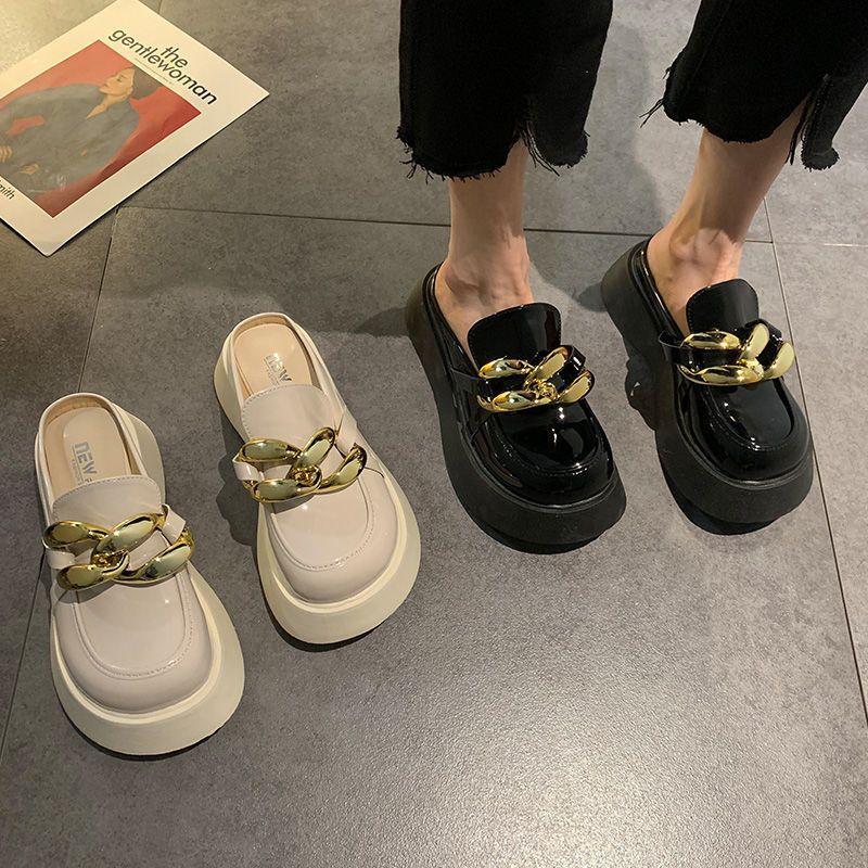 Baotou half slippers women's wear 2025 new fashion versatile Korean version platform Internet celebrities ins muffin shoes summer tide