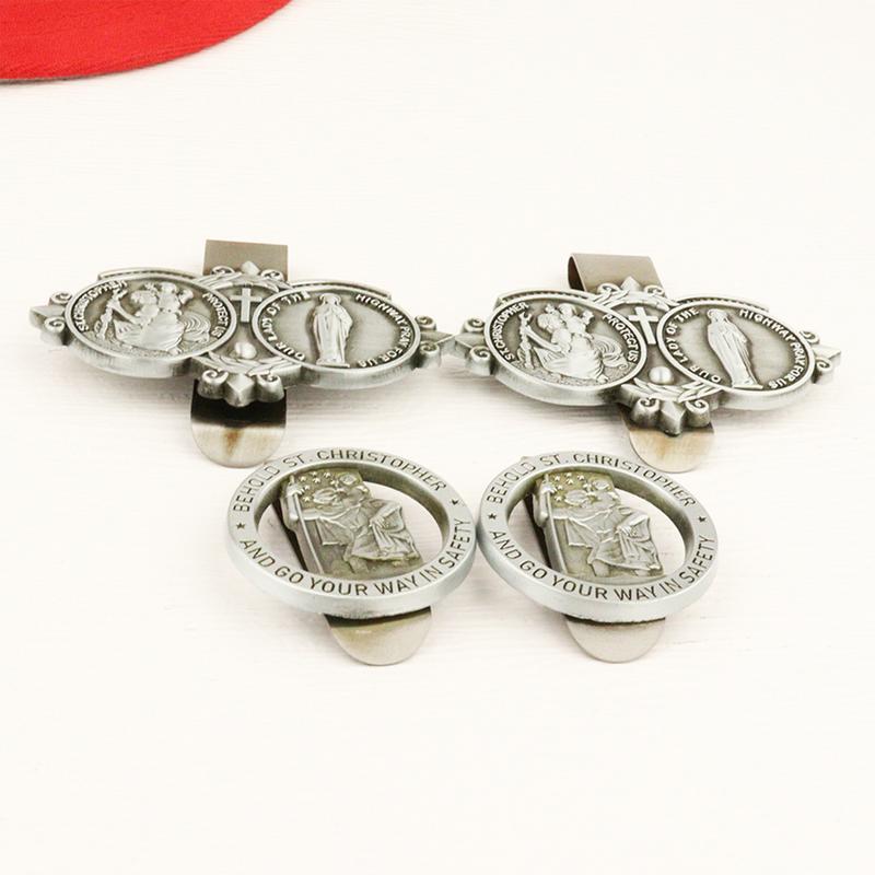 St Christopher MedalFor Car Saint Christopher Visor Clip Catholic Visor Clips For Cars Driving Decorations