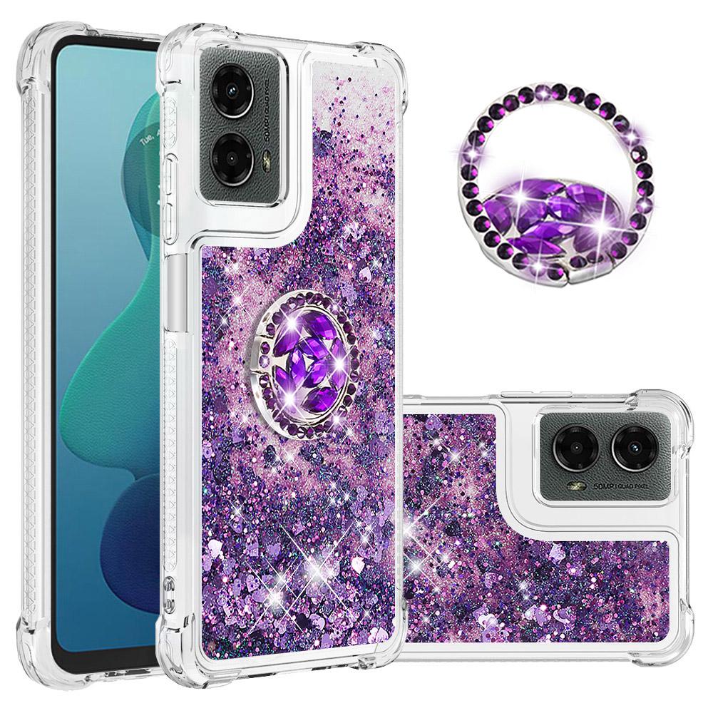 

Для Motorola Moto G Play 5G (2024)/Moto G 5G (2024) Чохол з ТПУ з підставкою, протиударний чохол з рухомим піском Dark Purple/Heart