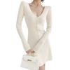 Knit Dress with a Sexy Mini Skirt for a Slimming Look [PHOLEEY] Women's V-neck