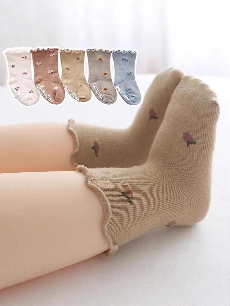 Baumwoll-Babysocken für Neugeborene bis 1 Jahr - Dünn, Lockerer Bund, Wadenhoch, für Frühling & Herbst