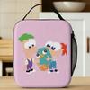 Perry the Platypus Lunch Bag Phineas and Ferbs Picnic Lunch Box For Child Kawaii Thermal Tote Handbags Waterproof Portable Bag