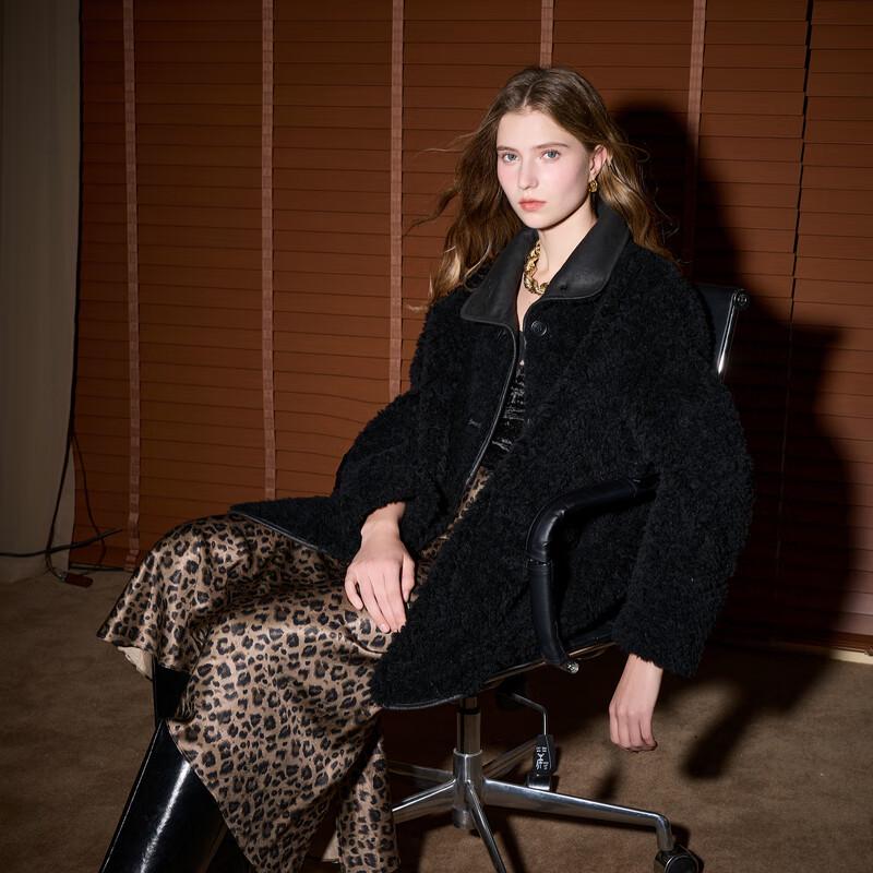 Sancai 2025 Winter Maschinenwaschbarer Mittellanger Schafwollpelzmantel