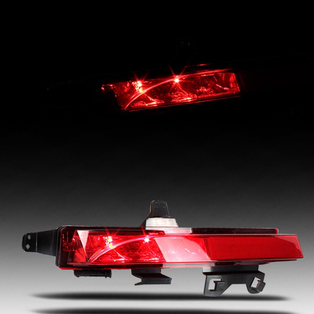 Rear Bumper Reflector Light Fit for 2015 2016 2017 2018 2019 2020 Land Rover Discovery Sport, Tail Brake Light Fog Lamp Reflector with bulbs, Red,